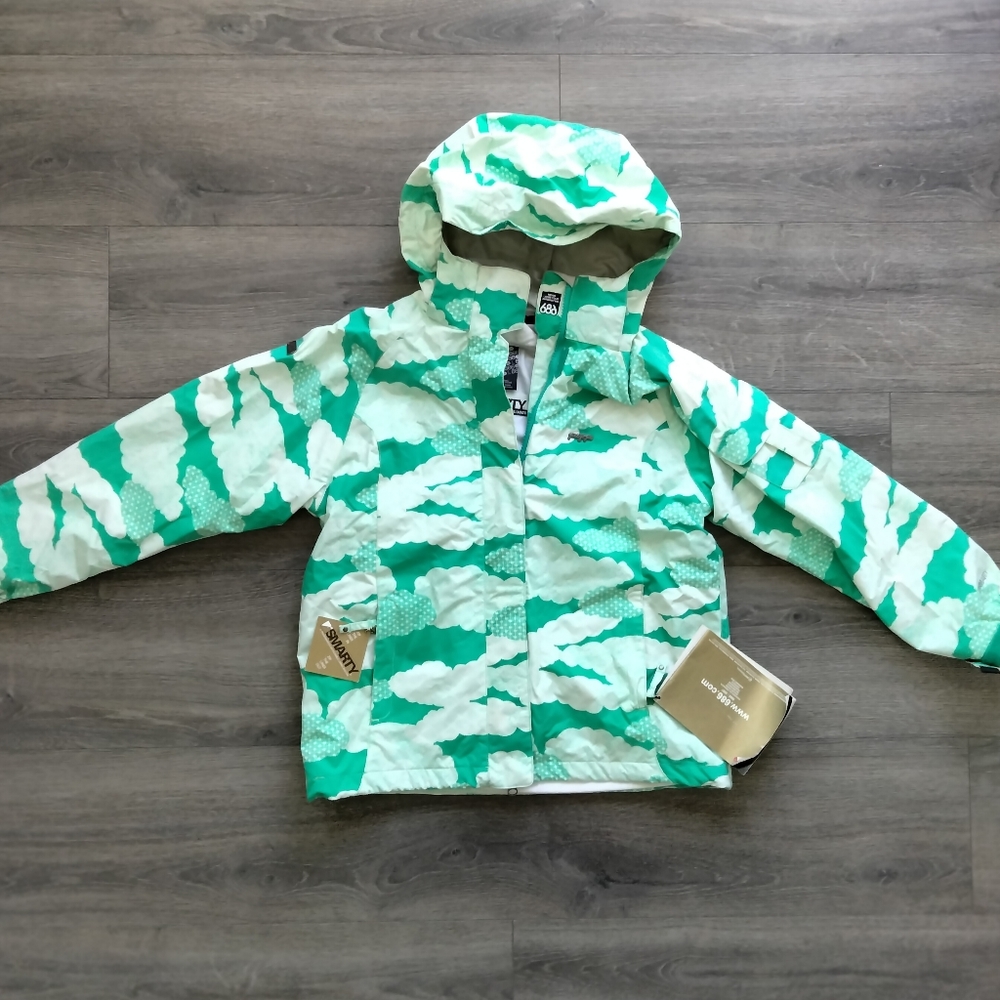 Smarty Yumiko Girl's Snow Snowboard Jacket Green & White Size L NWT